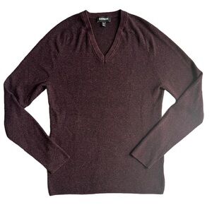 EXPRESS BURGUNDY RIBBED V NECK LONG SLEEVE SWEATER SIZE MEDIUM